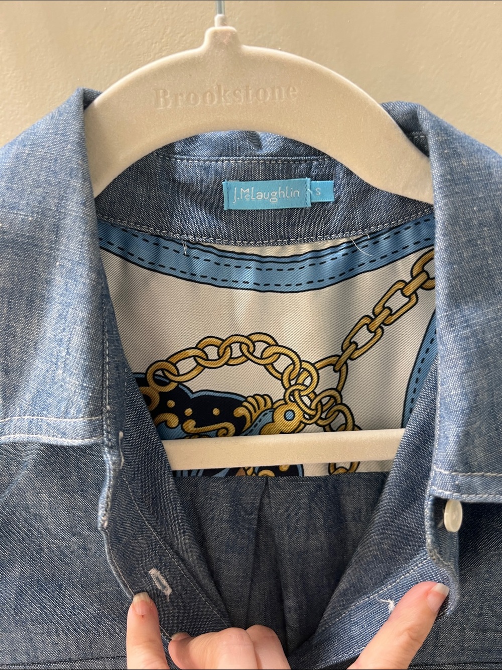 J. McLaughlin Denim-Style Chambray Shirt in Light Blue - Picture 3 of 8